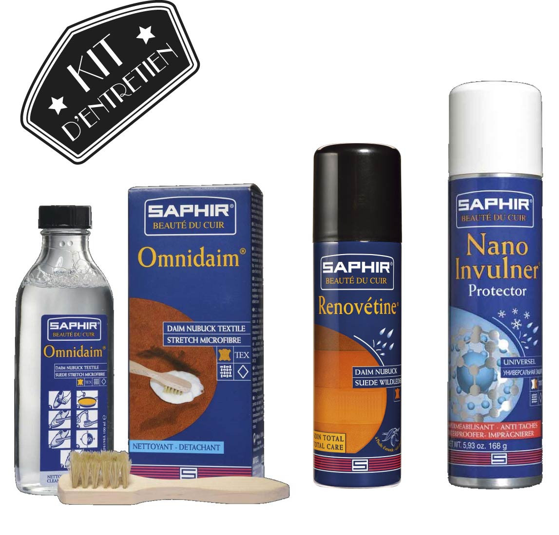 Kit Saphir pour nettoyer le daim ou le nubuck