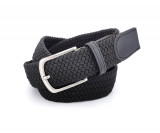 Ceinture Cuir et Élastique Tressé - Noir